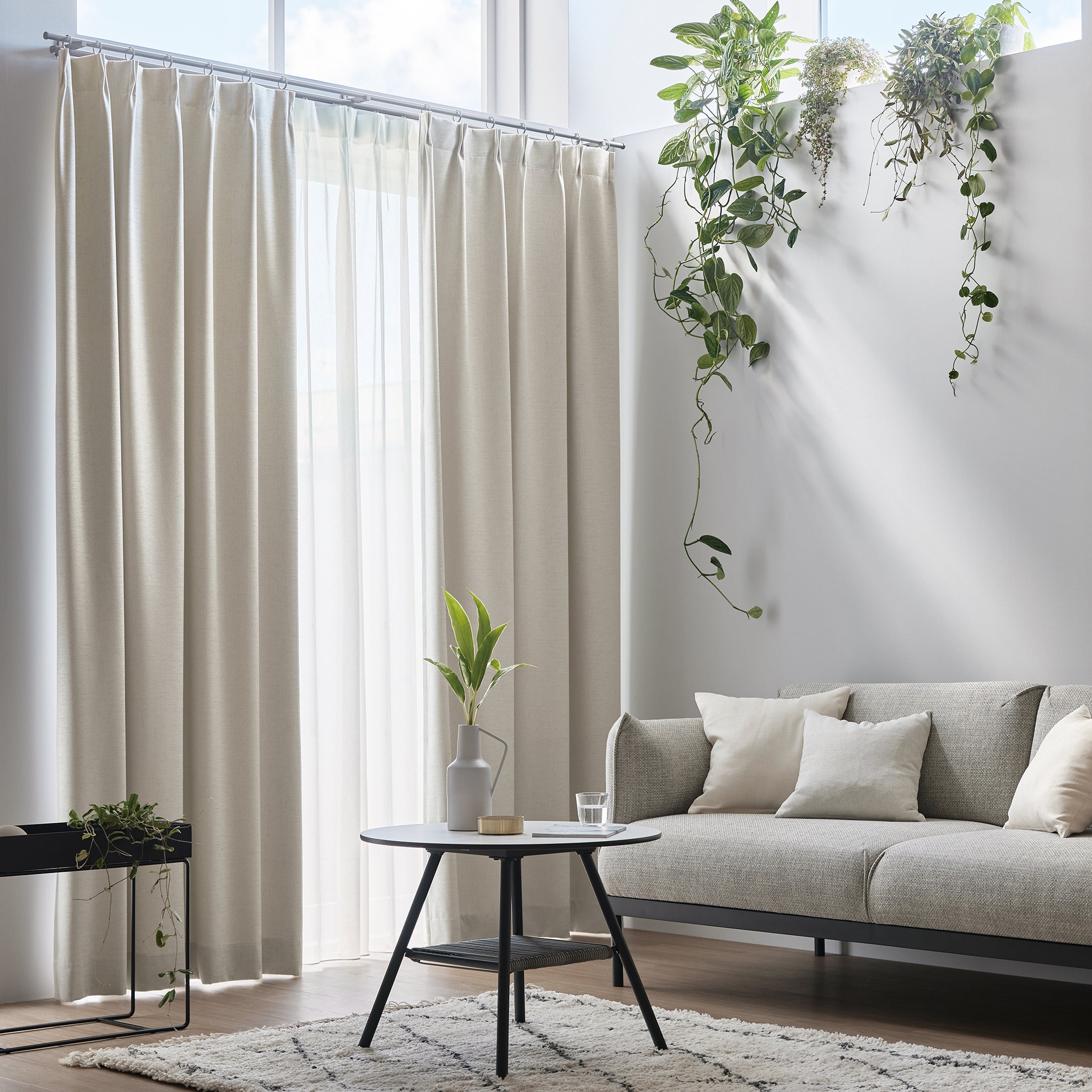 【セット商品】ドレープカーテン IDL-201、レースカーテンIDL-218