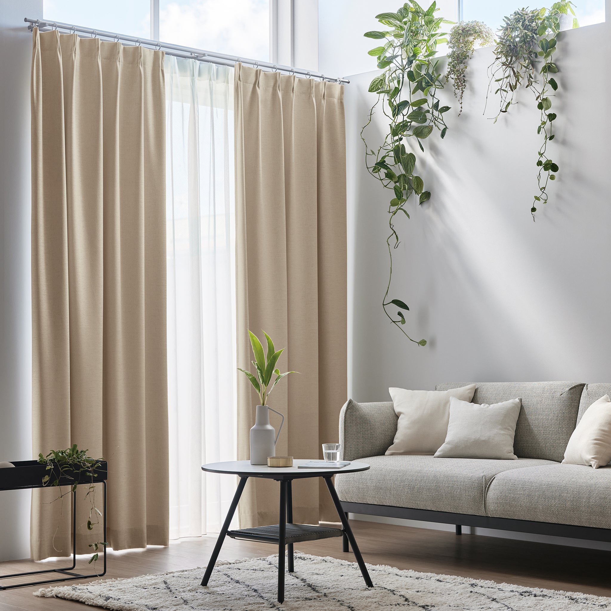 【セット商品】ドレープカーテン IDL-202、レースカーテンIDL-218