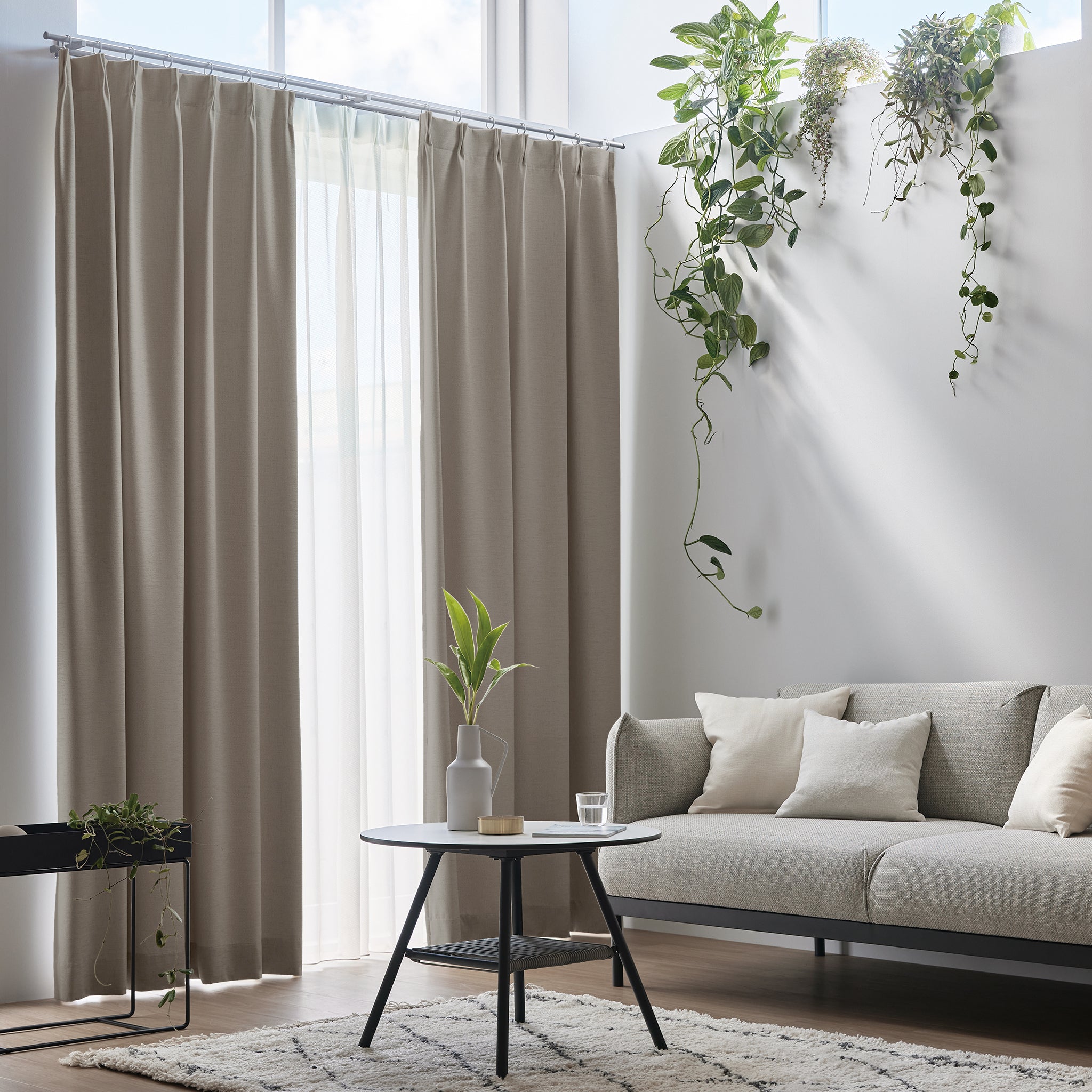 【セット商品】ドレープカーテン IDL-203、レースカーテンIDL-218